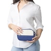 image:imageLands End Medium Rectangular Dopp Kit for Travel Navy M  Striped Canvas Toiletry Bag with Top ZipNavy