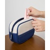 image:imageLands End Medium Rectangular Dopp Kit for Travel Navy M  Striped Canvas Toiletry Bag with Top ZipNavy