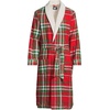 image:imageLands End Mens Sherpa Fleece Lined Flannel RobeCompass RedEmerald Plaid