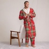 image:imageLands End Mens Sherpa Fleece Lined Flannel RobeCompass RedEmerald Plaid