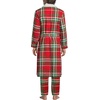 image:imageLands End Mens Sherpa Fleece Lined Flannel RobeCompass RedEmerald Plaid