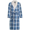 image:imageLands End Mens Sherpa Fleece Lined Flannel RobeMuted Cobalt Blue Plaid