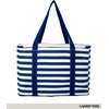 image:imageLands End Rectangular Large Cooler Bag Insulated 8 Gal Canvas Soft Cooler  with Tote Handles and Zip ClosureNavy Stripe
