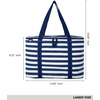 image:imageLands End Rectangular Large Cooler Bag Insulated 8 Gal Canvas Soft Cooler  with Tote Handles and Zip ClosureNavy Stripe