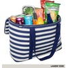 image:imageLands End Rectangular Large Cooler Bag Insulated 8 Gal Canvas Soft Cooler  with Tote Handles and Zip ClosureNavy Stripe