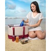 image:imageLands End Rectangular Large Cooler Bag Insulated 8 Gal Canvas Soft Cooler  with Tote Handles and Zip ClosureRed