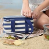 image:imageLands End Rectangular Small Cooler Bag Insulated 15 Gal  Canvas Soft Cooler with Tote Handles and Zip ClosureNavy Stripe