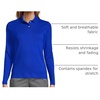 image:imageLands End School Uniform Womens Long Sleeve Feminine Fit Interlock Polo ShirtCobalt