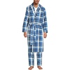 image:imageLands End Mens Flannel Sleepwear RobeMuted Cobalt Blue Plaid