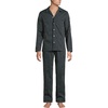 image:imageLands End Mens Long Sleeve Temperature Regulating Woven Sleep SetBlackSteel Gray Stripe