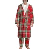 image:imageLands End Mens Sherpa Fleece Lined Flannel RobeCompass RedEmerald Plaid
