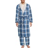 image:imageLands End Mens Sherpa Fleece Lined Flannel RobeMuted Cobalt Blue Plaid