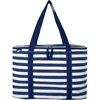 image:imageLands End Rectangular Large Cooler Bag Insulated 8 Gal Canvas Soft Cooler  with Tote Handles and Zip ClosureNavy Stripe