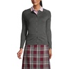 image:imageLands End School Uniform Young Womens Cotton Modal Cardigan SweaterCoal Heather