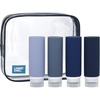 image:imageLands End Travel Bottle Set 3Piece 90 ML Navy Multicolor  Travel Size Silicone Travel Bottles with Clear Container Bag