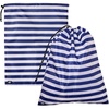 image:imageLands End Travel Laundry Bags 2Pack Polyester Canvas Dirty Clothes  Travel Bag with Drawstring LilacNavy Stripe