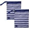 image:imageLands End Wet Bags for Travel 2Piece Set  Polyester Canvas Wet Dry Bag for Swimsuits Wet Clothes and More Navy Stripe
