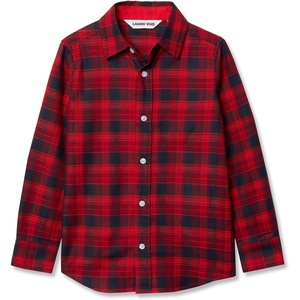 image:imageLands End Boys Button Down Poplin ShirtApple Red Plaid