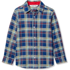 image:imageLands End Boys Button Down Poplin ShirtFiery RedBlue Plaid