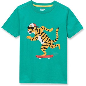 image:imageLands End Boys Graphic T ShirtTiger SkateboardTeal
