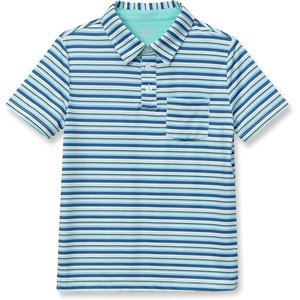 image:imageLands End Boys Short Sleeve Athletic Polo ShirtDark BlueWhite Stripe