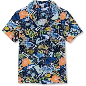 image:imageLands End Boys Short Sleeve Slub Camp ShirtPineapple SurfDeep Sea Navy