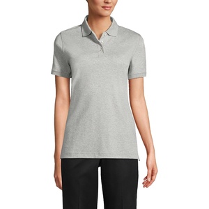 image:imageLands End Essentials Womens Short Sleeve All Day Comfort Polo Shirt  100 Cotton Wont Shrink Pill FadeGray Heather