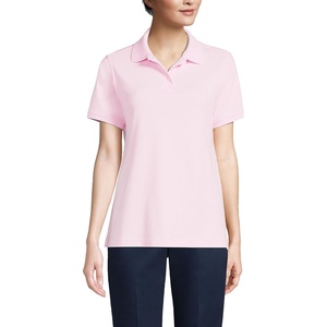 image:imageLands End Essentials Womens Short Sleeve All Day Comfort Polo Shirt  100 Cotton Wont Shrink Pill FadeIce Pink