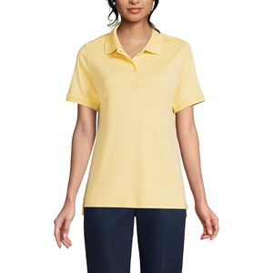 image:imageLands End Essentials Womens Short Sleeve All Day Comfort Polo Shirt  100 Cotton Wont Shrink Pill FadeMaize
