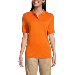 image:imageLands End Essentials Womens Short Sleeve All Day Comfort Polo Shirt  100 Cotton Wont Shrink Pill FadeOrange Spice