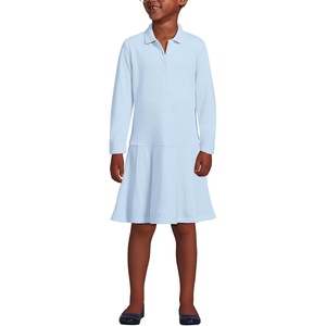 image:imageLands End Girls Long Sleeve Mesh Pleated Polo DressBlue