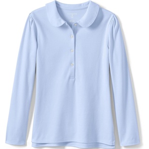 image:imageLands End Girls Long Sleeve Peter Pan Collar Polo ShirtBlue