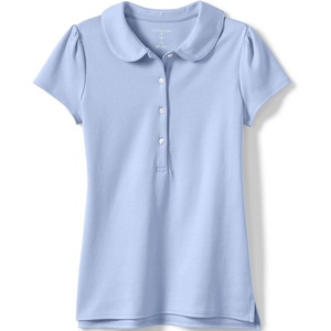 image:imageLands End Girls Short Sleeve Peter Pan Collar Polo ShirtBlue