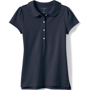 image:imageLands End Girls Short Sleeve Peter Pan Collar Polo ShirtClassic Navy