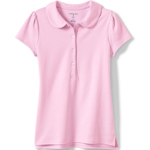 image:imageLands End Girls Short Sleeve Peter Pan Collar Polo ShirtIce Pink