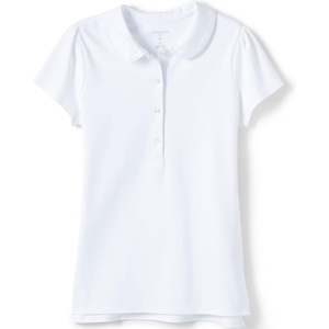 image:imageLands End Girls Short Sleeve Peter Pan Collar Polo ShirtWhite