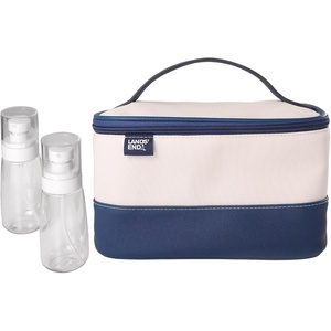 image:imageLands End Large Makeup Bag Train Case with 2 100 ML Plastic Travel  Bottles SoftSided Cosmetic Travel Bag NavyNavy