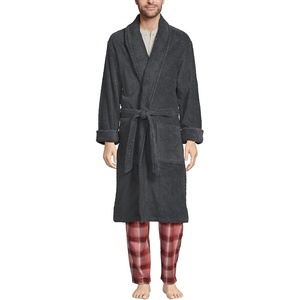 image:imageLands End Mens Calf Length Terry RobeCharcoal