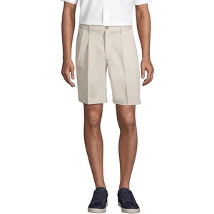 image:imageLands End Mens Comfort Waist Pleated 9 No Iron Chino ShortsLight Stone