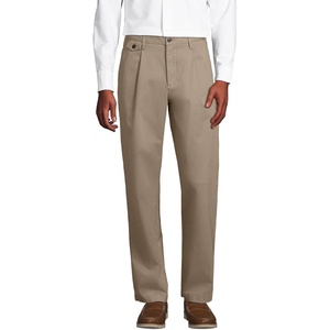 image:imageLands End Mens Comfort Waist Relaxed Fit Pleated Knockabout Chino PantsKhaki