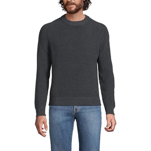 image:imageLands End Mens Drifter Cotton Crewneck SweaterDark Charcoal Heather