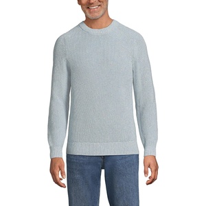 image:imageLands End Mens Drifter Cotton Crewneck SweaterOasis Blue Marl