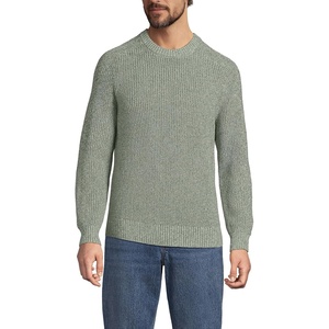image:imageLands End Mens Drifter Cotton Crewneck SweaterWashed Olive Marl
