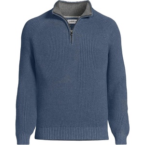 image:imageLands End Mens Drifter Quarter Zip SweaterDusk Indigo Heather