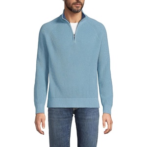 image:imageLands End Mens Drifter Quarter Zip SweaterLight Storm Blue