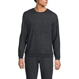 image:imageLands End Mens Long Sleeve Brush Back CrewDark Charcoal Heather