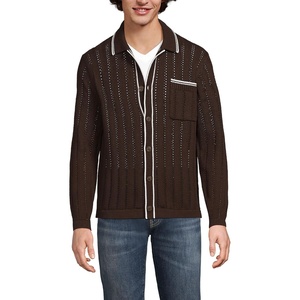 image:imageLands End Mens Long Sleeve Button Through Summer Polo CardiganRich Coffee
