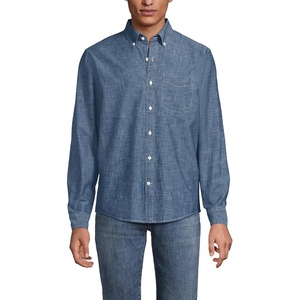 image:imageLands End Mens Long Sleeve Chambray ShirtDark Wash