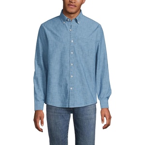 image:imageLands End Mens Long Sleeve Chambray ShirtLight Indigo Chambray
