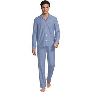 image:imageLands End Mens Long Sleeve Essential Pajama SetSlate Blue Chambray
